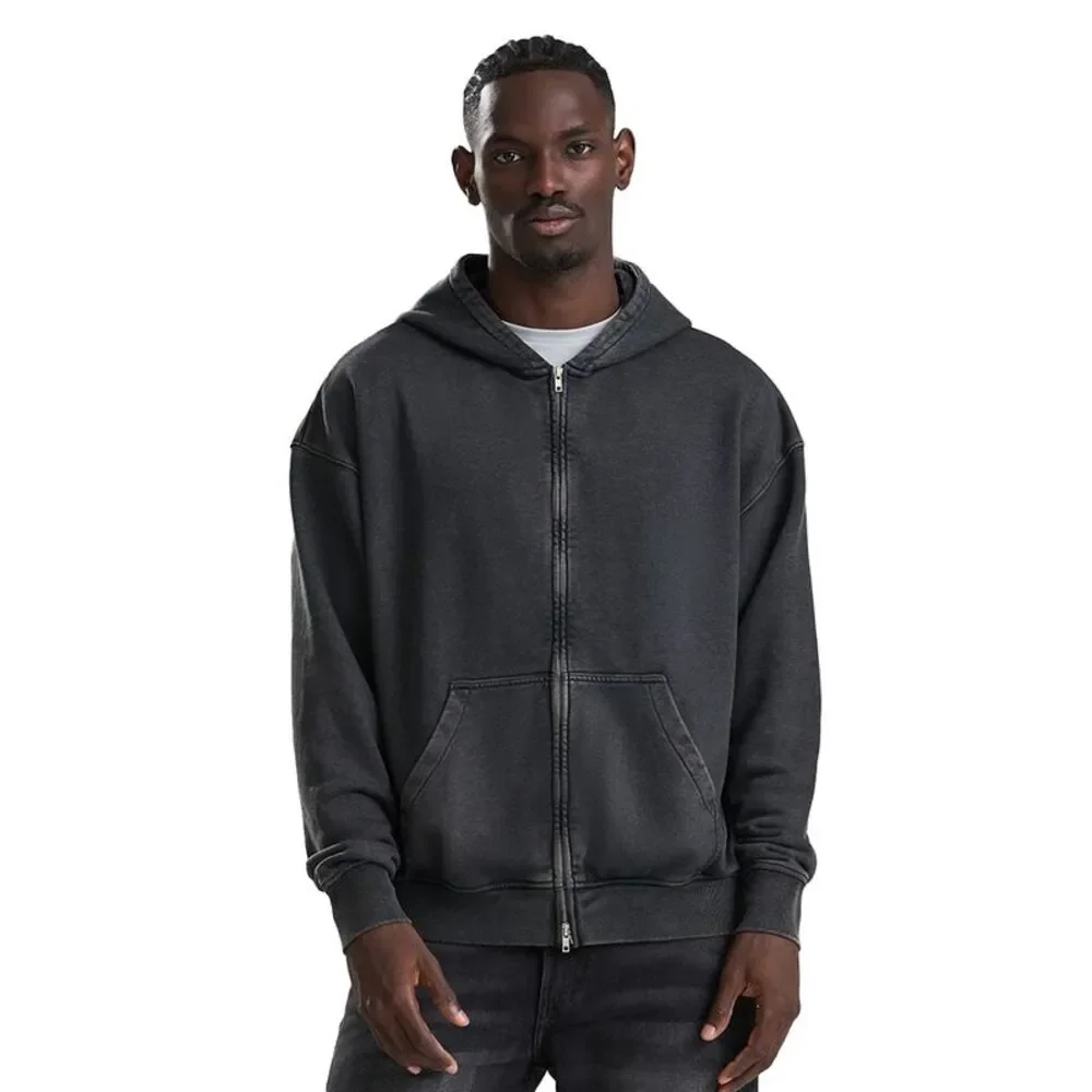 Awdis Mens Just Hoods Vintage Wash Hoodie / Black - Picture 3 of 4